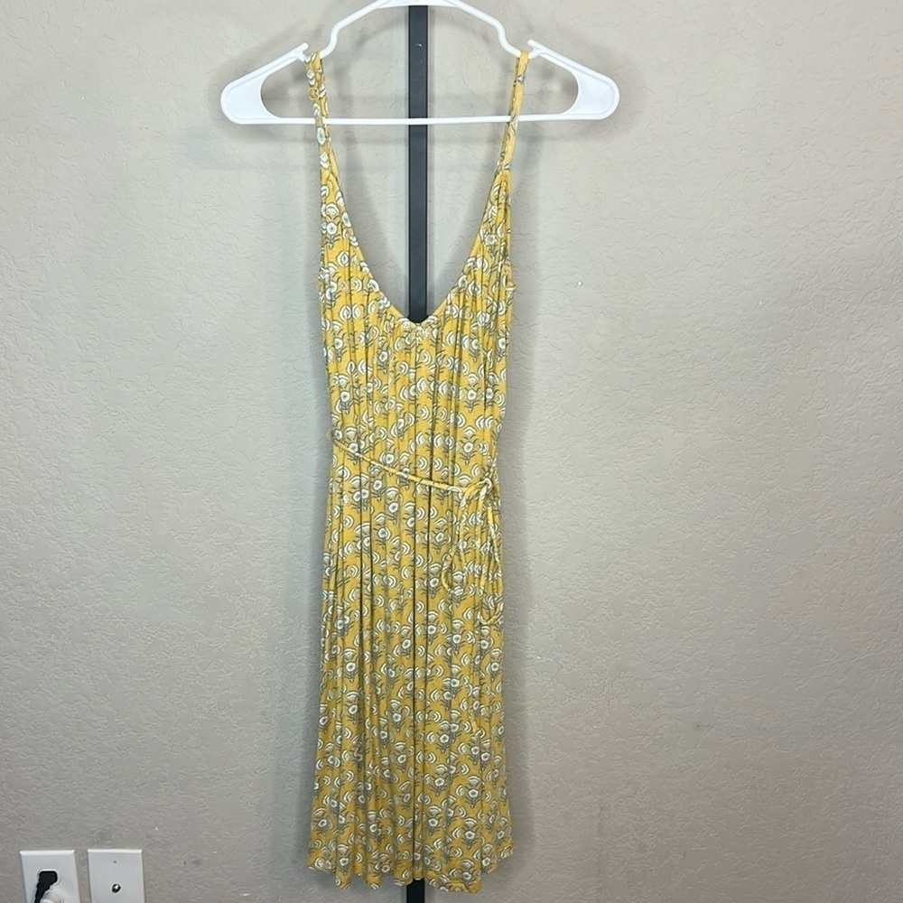 384 - Boden NWT Gold/Green/White Spaghetti Strap Midi Dress, Size 12